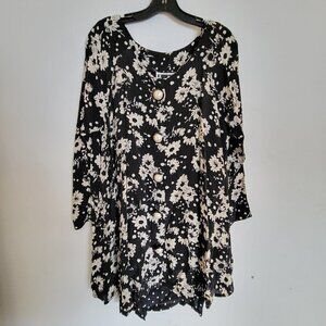 JM by Shelli Segal Vintage Maternity Floral Print Jewel Button Long Sleeve Dress